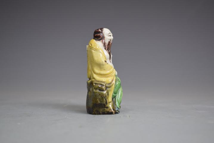 古玩陶瓷清末民初素三彩神仙人物造像真品鑒賞圖