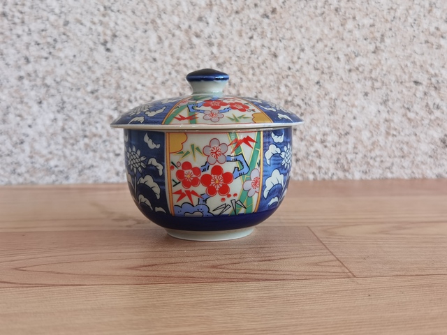 古玩陶瓷青花加彩蓋杯拍賣，當前價格180元