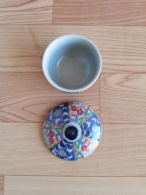 古玩陶瓷青花加彩蓋杯拍賣，當前價格180元