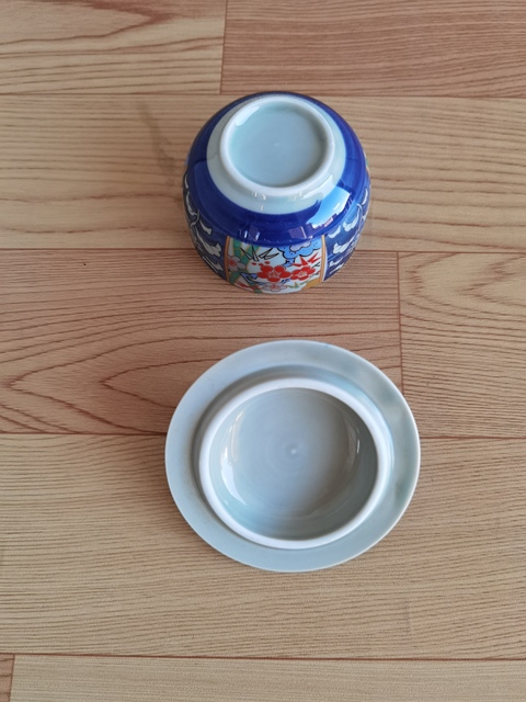 古玩陶瓷青花加彩蓋杯拍賣，當前價格180元