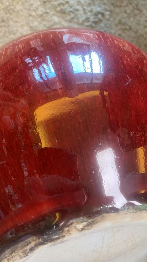古玩陶瓷清中晚朗紅釉天球瓶真品鑒賞圖