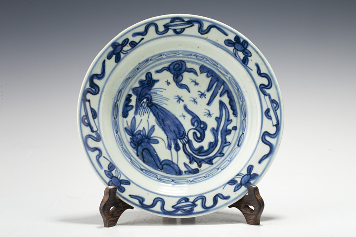 古玩陶瓷明晚·青花鳳紋盤(pán)真品鑒賞圖