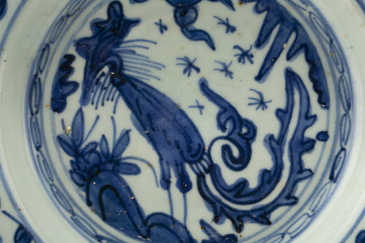 古玩陶瓷明晚·青花鳳紋盤(pán)真品鑒賞圖