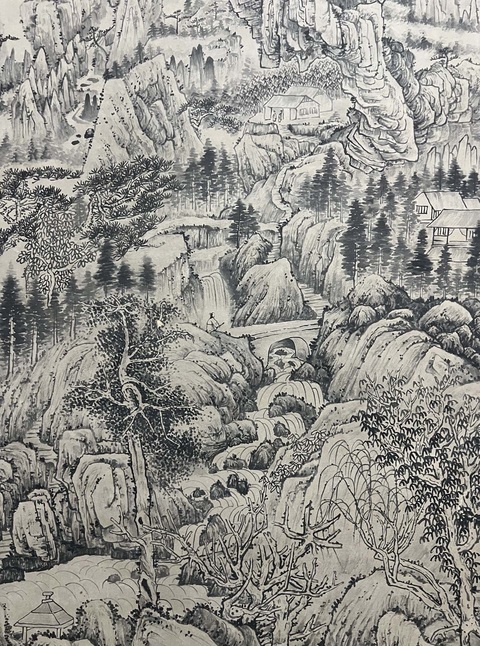 古玩字畫石濤款水墨山水立軸真品鑒賞圖