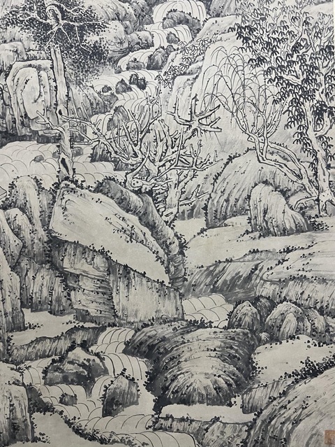 古玩字畫石濤款水墨山水立軸真品鑒賞圖