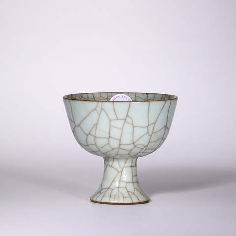 古玩陶瓷仿官釉高足杯真品鑒賞圖