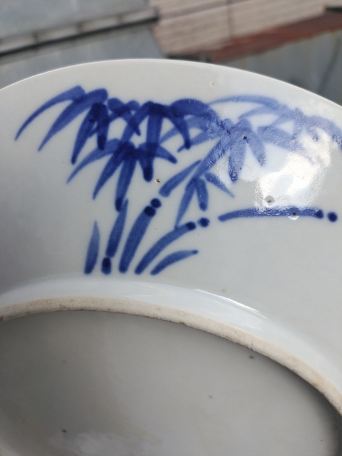 古玩陶瓷花鳥紋青花盤真品鑒賞圖