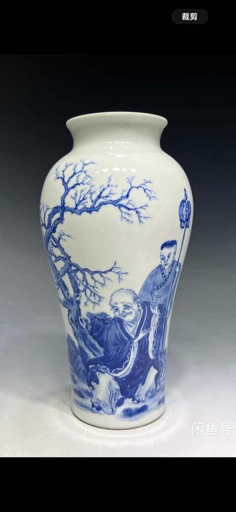 古玩陶瓷青花人物故事紋觀音瓶真品鑒賞圖