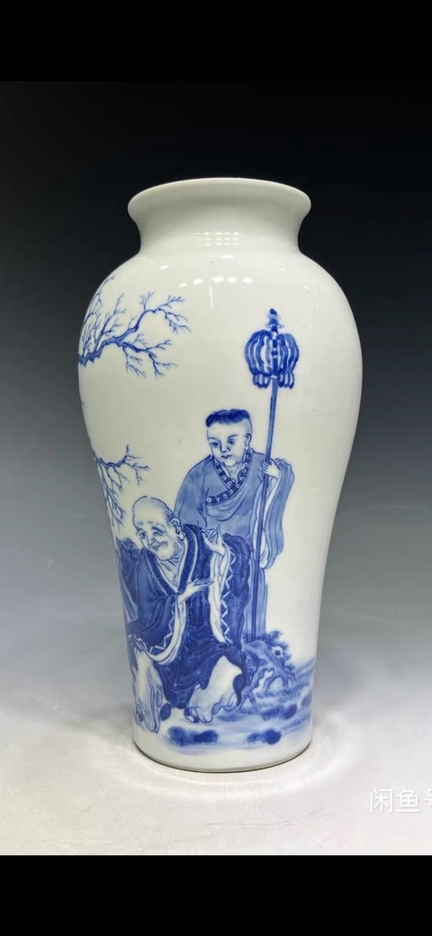 古玩陶瓷青花人物故事紋觀音瓶真品鑒賞圖