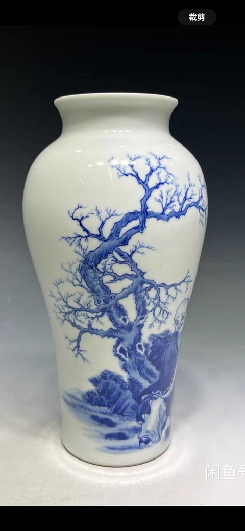 古玩陶瓷青花人物故事紋觀音瓶真品鑒賞圖