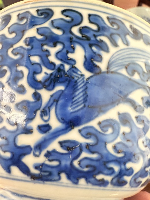 古玩陶瓷晚明青花蓋缸真品鑒賞圖