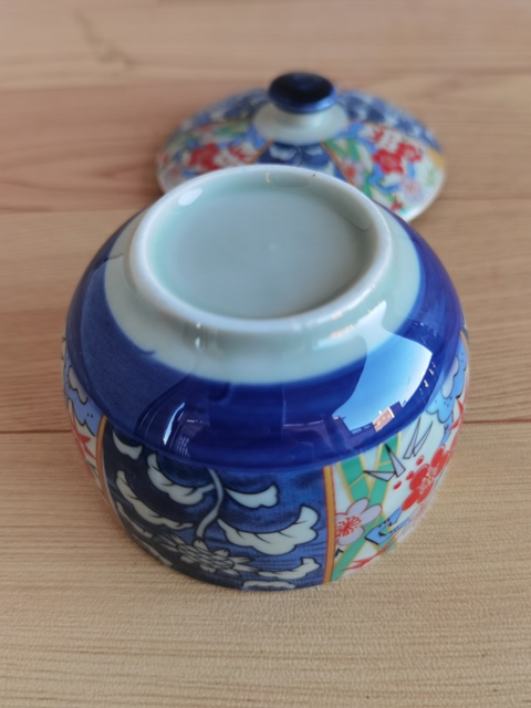 古玩陶瓷青花加彩蓋杯拍賣,當前價格220元