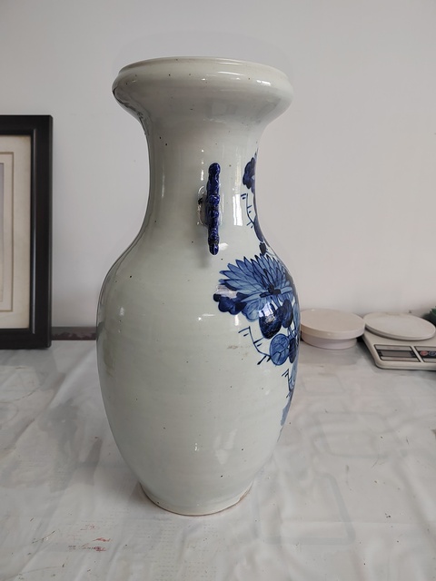 古玩陶瓷大雞圖青花瓶拍賣,當前價格800元