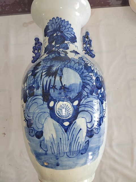古玩陶瓷大雞圖青花瓶拍賣,當前價格800元
