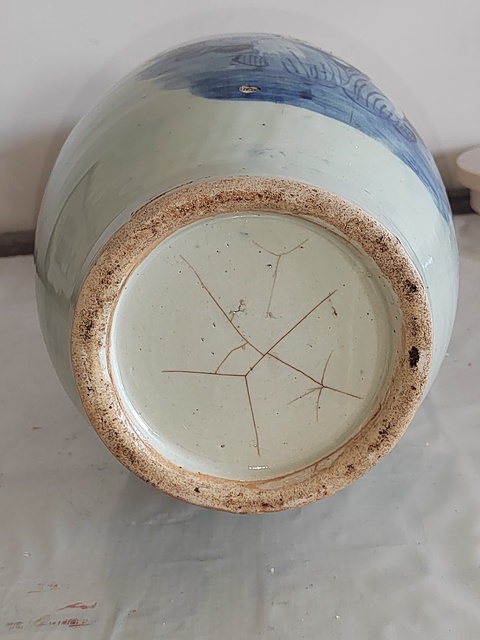 古玩陶瓷大雞圖青花瓶拍賣,當前價格800元