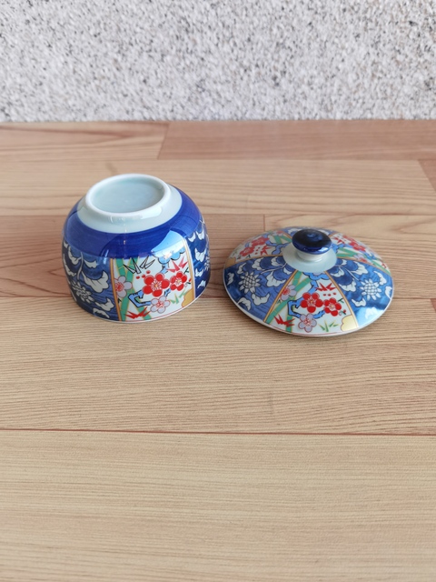 古玩陶瓷青花加彩蓋杯拍賣,當前價格220元
