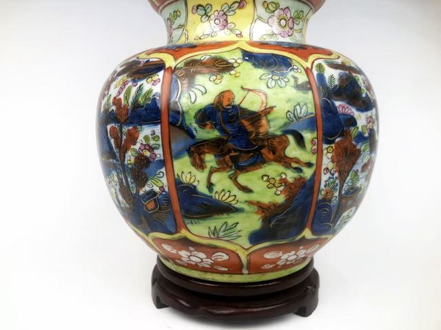 古玩陶瓷清康熙·青花加彩狩獵圖大葫蘆瓶拍賣,當前價格11664元