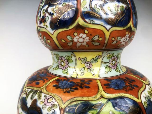 古玩陶瓷清康熙·青花加彩狩獵圖大葫蘆瓶拍賣,當前價格11664元