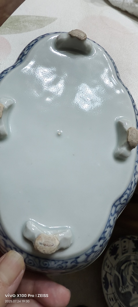 古玩陶瓷青花纏枝蓮水仙盤真品鑒賞圖