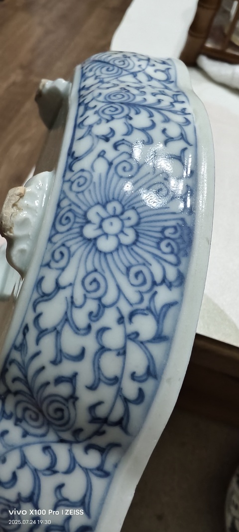 古玩陶瓷青花纏枝蓮水仙盤真品鑒賞圖
