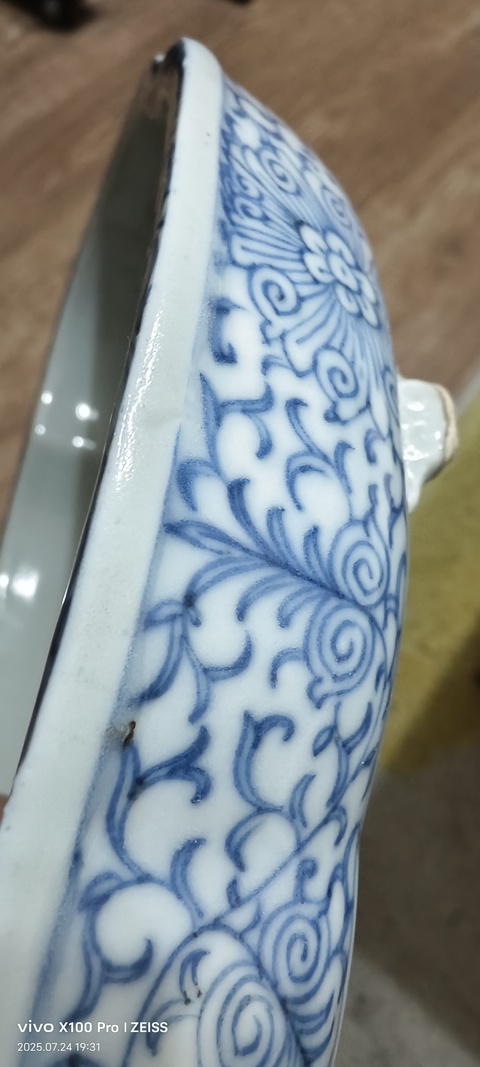 古玩陶瓷青花纏枝蓮水仙盤真品鑒賞圖
