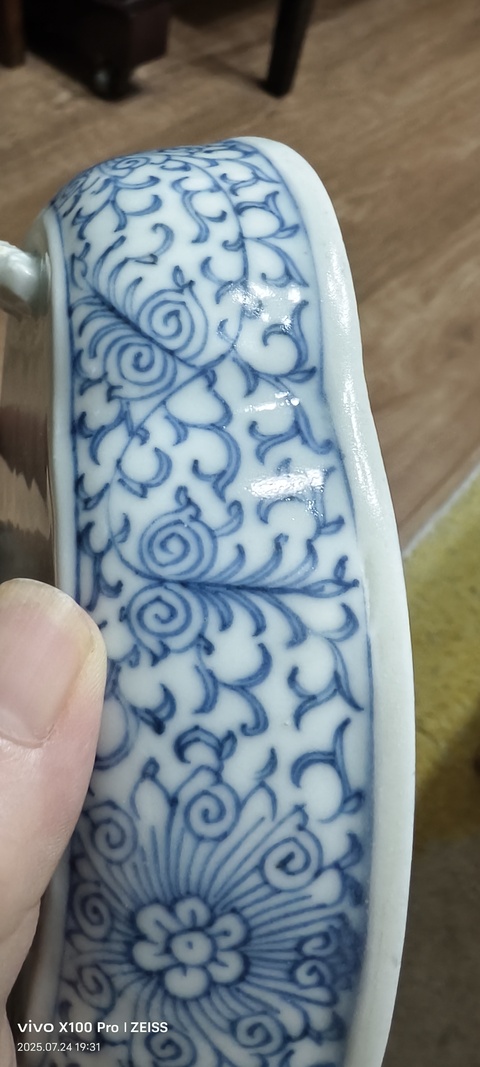 古玩陶瓷青花纏枝蓮水仙盤真品鑒賞圖