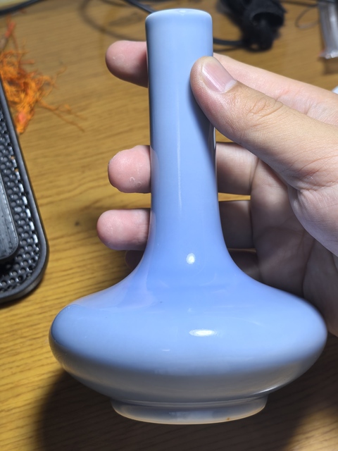 古玩陶瓷藍釉荸薺瓶真品鑒賞圖