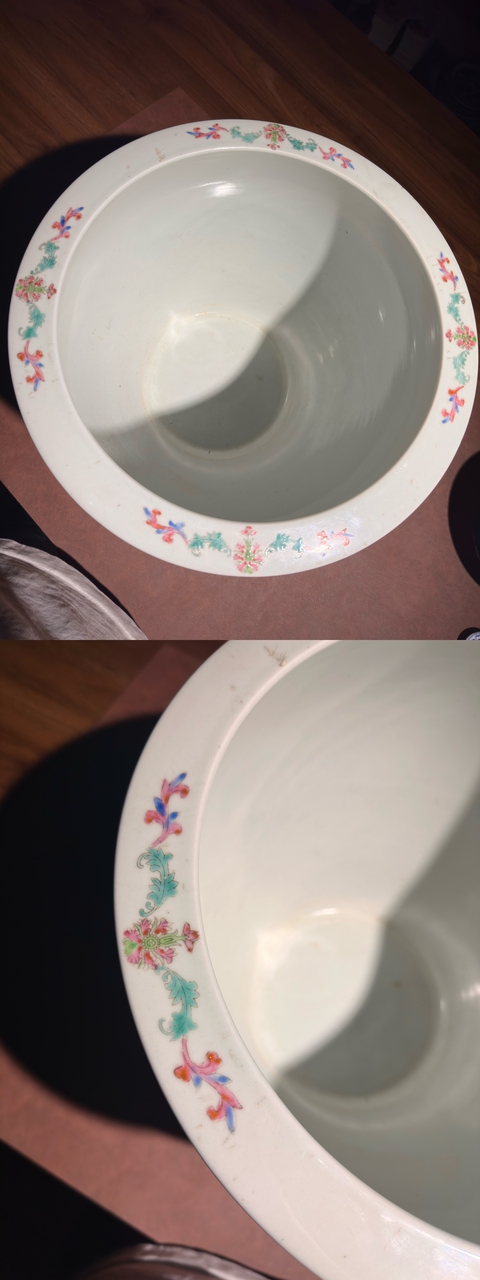 古玩陶瓷桃蝠紋粉彩缸真品鑒賞圖