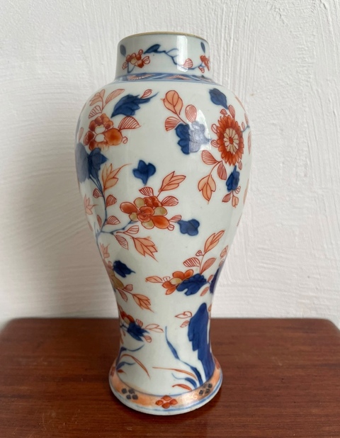 古玩陶瓷清康熙時期青花礬紅描金花卉紋瓶拍賣，當前價格1280元