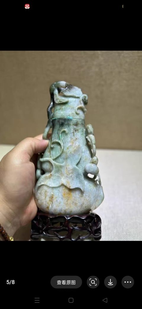 古玩玉器翡翠雕“葫蘆瓶”真品鑒賞圖