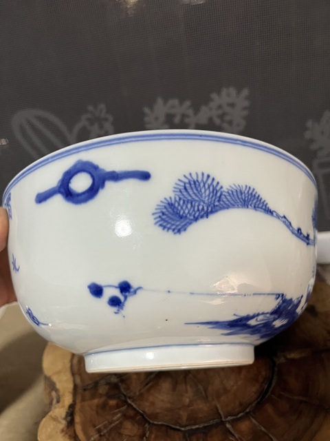 古玩陶瓷青花渭水垂釣圖墩式碗拍賣,當前價格2500元