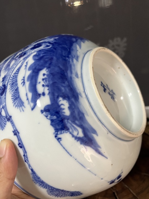 古玩陶瓷青花渭水垂釣圖墩式碗拍賣,當前價格2500元