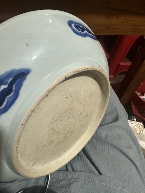 古玩陶瓷青花過墻龍紋紋盤真品鑒賞圖