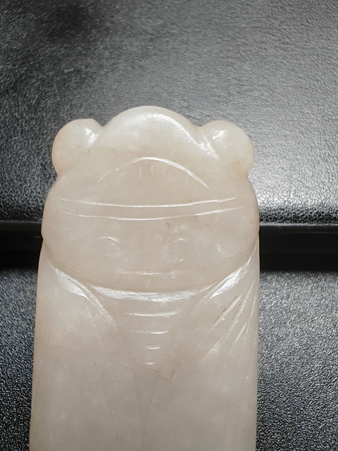 古玩玉器清·和田玉蟬掛件 真品鑒賞圖