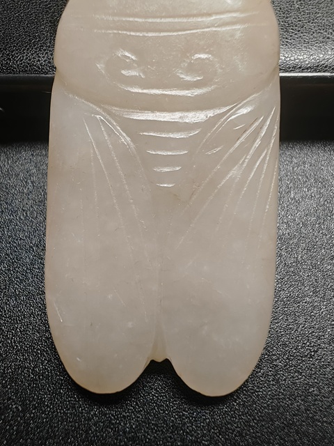古玩玉器清·和田玉蟬掛件 真品鑒賞圖