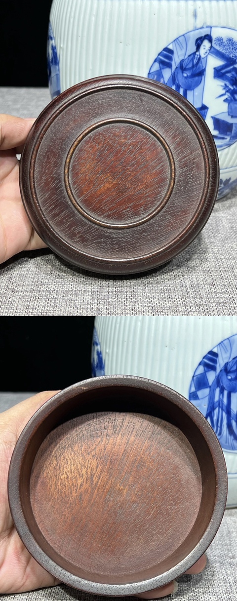 古玩陶瓷仕女紋青花罐真品鑒賞圖