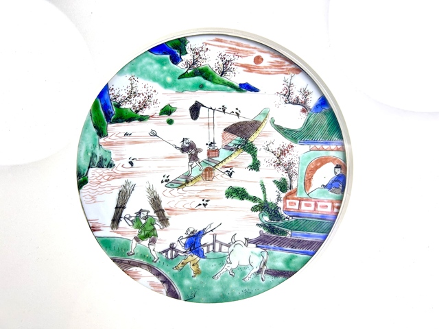 古玩陶瓷清康熙·五彩人物漁樵耕讀瓷板拍賣,當前價格7372元