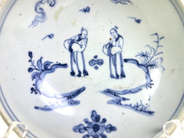 古玩陶瓷明中期·青花人物孔明碗拍賣，當前價格3316元