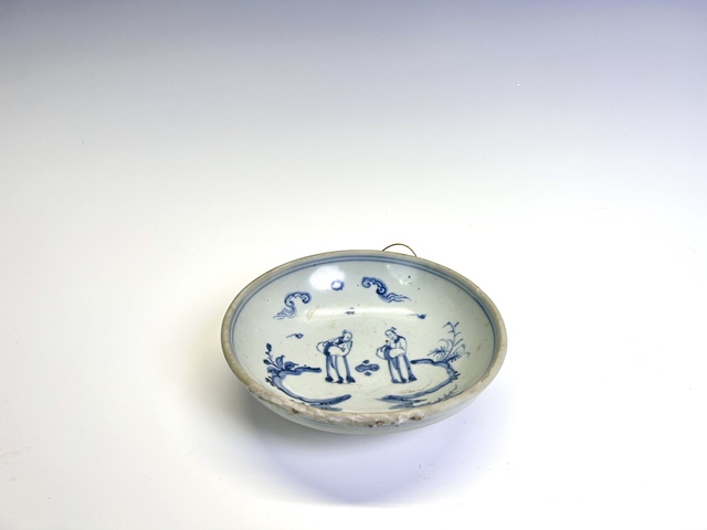 古玩陶瓷明中期·青花人物孔明碗拍賣，當前價格3316元