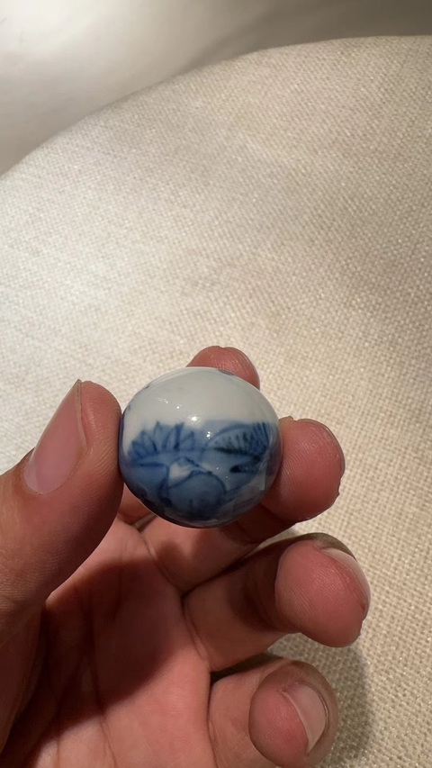 古玩陶瓷青花人物瓷珠真品鑒賞圖