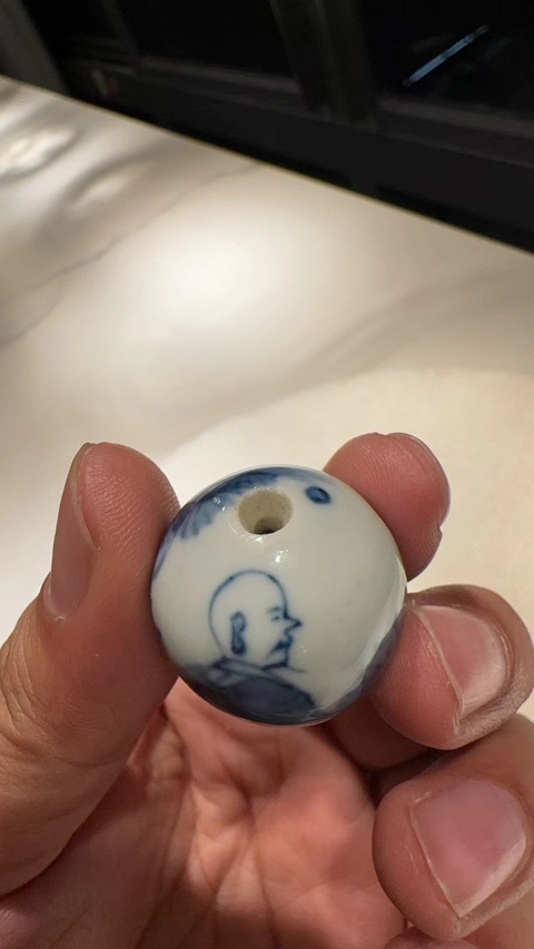 古玩陶瓷青花人物瓷珠真品鑒賞圖
