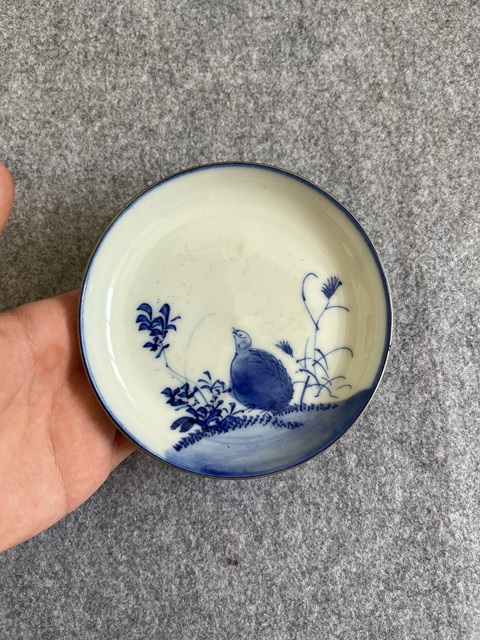 古玩陶瓷日本明治青花花鳥紋盤真品鑒賞圖