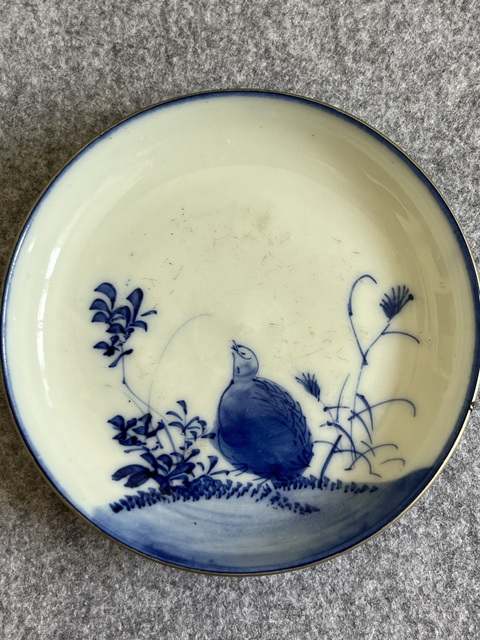 古玩陶瓷日本明治青花花鳥紋盤真品鑒賞圖