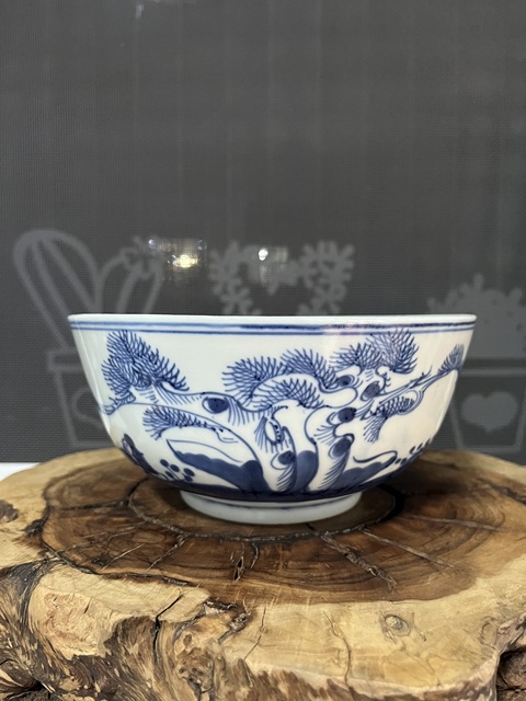 古玩陶瓷青花姜太公垂釣圖詩文碗拍賣,當前價格2500元