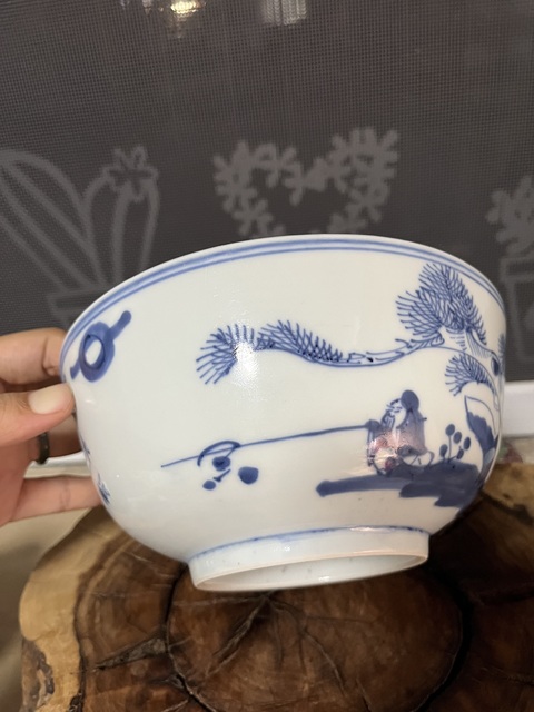 古玩陶瓷青花姜太公垂釣圖詩文碗拍賣,當前價格2500元