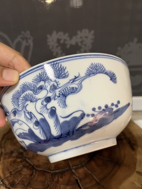 古玩陶瓷青花姜太公垂釣圖詩文碗拍賣,當前價格2500元