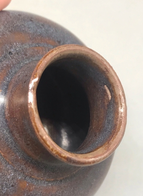 古玩陶瓷洪塘窯褐釉茶入真品鑒賞圖
