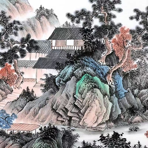 古玩字畫賈國英山水拍賣，當前價格210000元