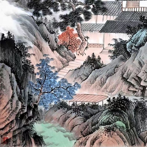 古玩字畫賈國英山水拍賣，當前價格210000元