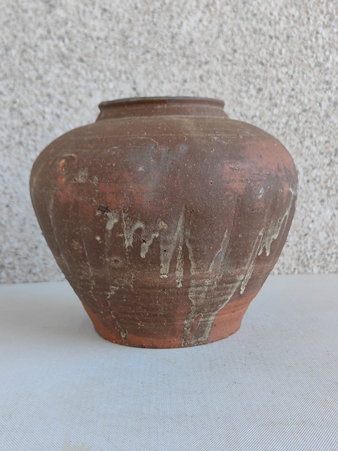 古玩陶瓷褐釉瓜楞罐拍賣，當(dāng)前價(jià)格480元